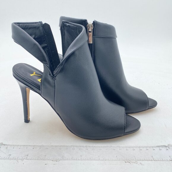 YDN Black Peep Toe Stiletto High Heel Cutout Slingback Side Zipper Short Booties - Picture 4 of 8